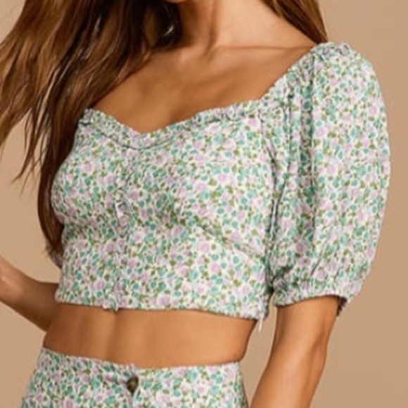 Lulus Born To Bloom Floral Crop Top Blouse S - Picture 1 of 7